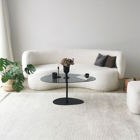 Organisches Design Couchtisch Torpo aus getöntem Glas – schwarzer