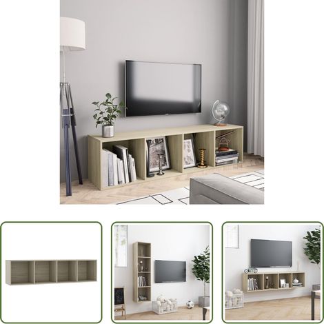 Étagère à livres - Bibliothèque/Meuble TV Chêne sonoma 143x30x36 cm (1/5)