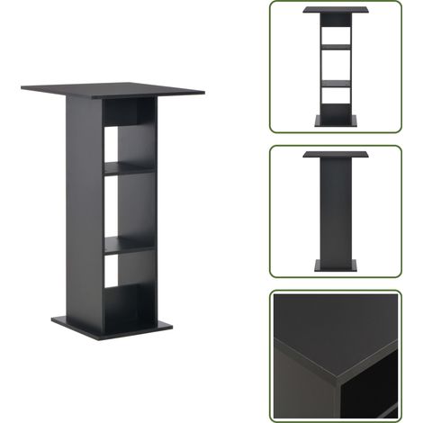 The Living Store Bartisch Schwarz 60x60x110 cm - Esstisch - Bartisch - Wohnzimmertisch - Hochstuhltisch - Schwarz (1/5)