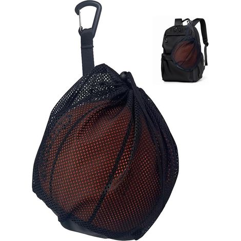1 Sac de sport, Filet de transport, Maille respirante, Avec clip et mousqueton, Pour basketball foot pilates (1/5)