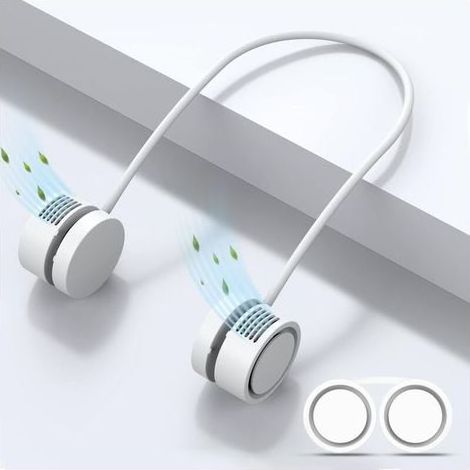Ventilateur de cou portable, 3 vitesses, rechargeable par USB, direction du vent réglable à 720°, sans pales Crezuo (1/4)