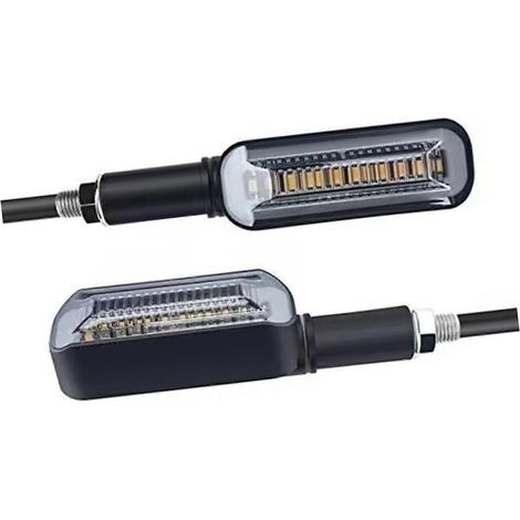2 Stück Motorrad-LED-Blinker, 12 V DC, seitliche, durchlaufende Brems- und Blinkerleuchten, rot/gelb