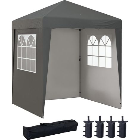 Tonnelle barnum de jardin pop-up pliant réglable en hauteur protection UV 30+ 3 parois latérales gris