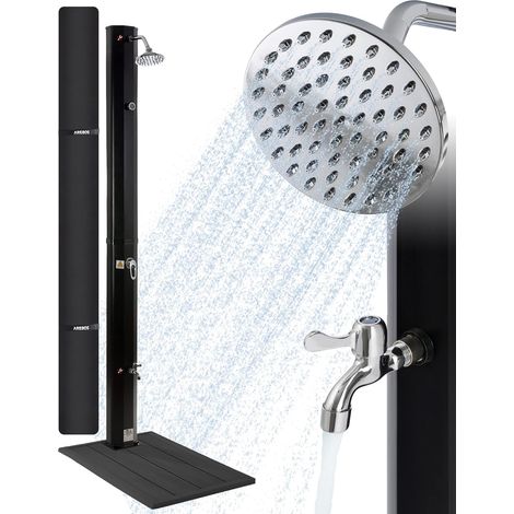 Arebos – Douche solaire 35 L – Réservoir PVC résistant aux UV – Température jusqu'à 60°C – Pommeau réglable – Raccord rapide pour tuyau d'arrosage