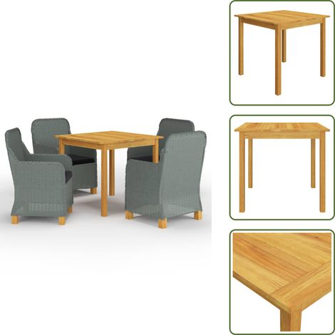 The Living Store Set Mobili da Pranzo per Giardino 5 pz Grigio Chiaro - Tavolo da pranzo da giardino