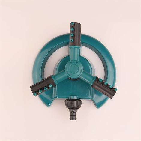 Arroseur rotatif de jardin 3 bras, arroseur automatique sur socle en forme de croissant, en plastique ABS‑PP, pour pelouse, potager et espaces verts (1/5)