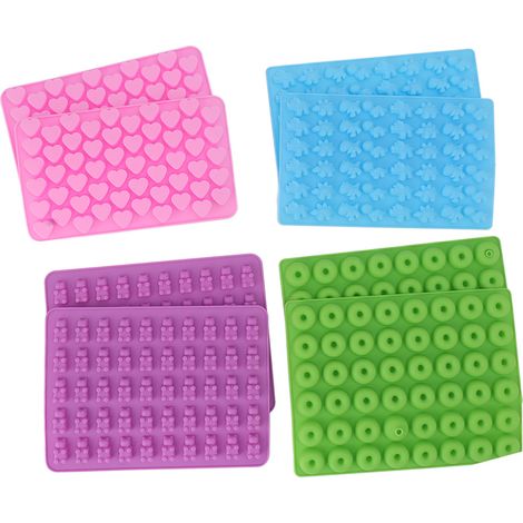 10 moules à bonbons en silicone (mini dinosaure, ours, cœur, donuts), résistants aux hautes et basses températures, avec gouttes pour vos créations DIY. (1/5)