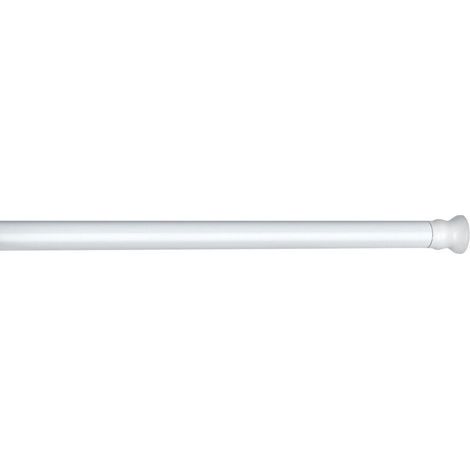 Barra telescópica blanca para cortina de ducha Ulisem, barra extensible para ducha, instalación sin taladro mediante rosca, aluminio inoxidable - tapa de goma en el extremo, Ø 20 mm x 110 - 185 cm (1/5)