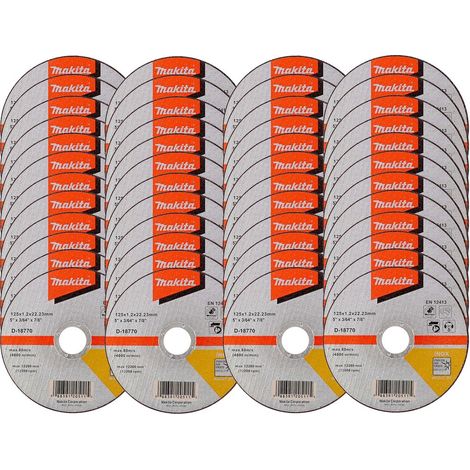 48x Makita D-18770 Fast Cutting Extra Thin Metal Grinder Disc 125mm 1.2 22.23mm (1/3)
