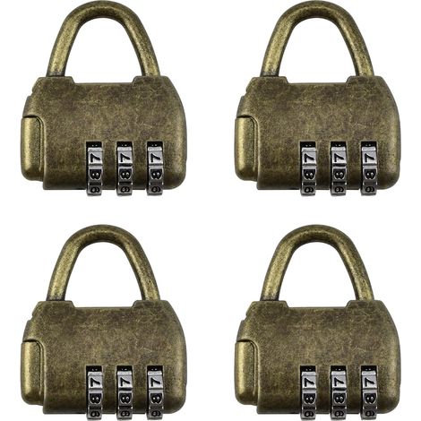 4 cadenas à combinaison rétro en alliage de zinc avec porte-monnaie à code numérique (1/5)
