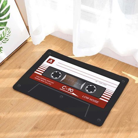 Teppich mit Vintage-Audiokassetten-Print, saugfähiger, rutschfester Diatomit-Badezimmerteppich, Musikteppich für Wohnzimmer, Schlafzimmer, Bettseite, Badezimmer (50x80cm) (1/5)