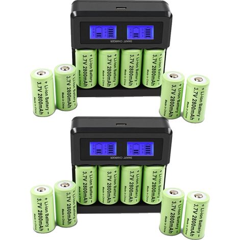 Batería recargable, capacidad de 2800 mAh, compatibilidad con múltiples dispositivos, 16 unidades con cargador. (1/2)
