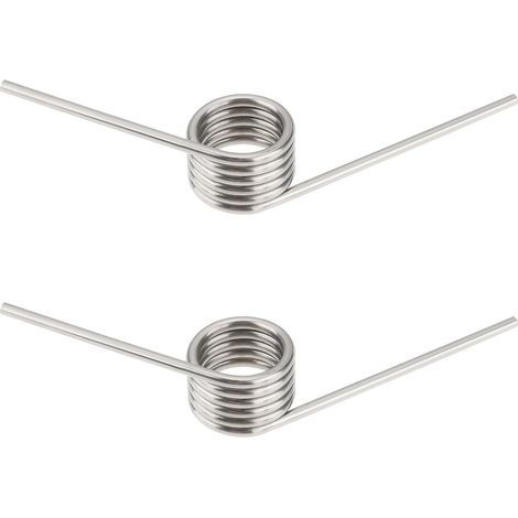 Lot de 2 ressorts de torsion à double jambe en acier inoxydable 5,5 bobines à ressort gauche 1,8 mm de diamètre 130 degrés pour machines automobiles projets de bricolage (1/5)