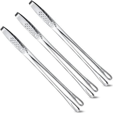 Ensemble de 3 pinces à barbecue coréennes et japonaises en acier inoxydable, pinces à griller, pinces de cuisine, pinces à épiler, pinces de cuisson pour barbecue. (1/4)