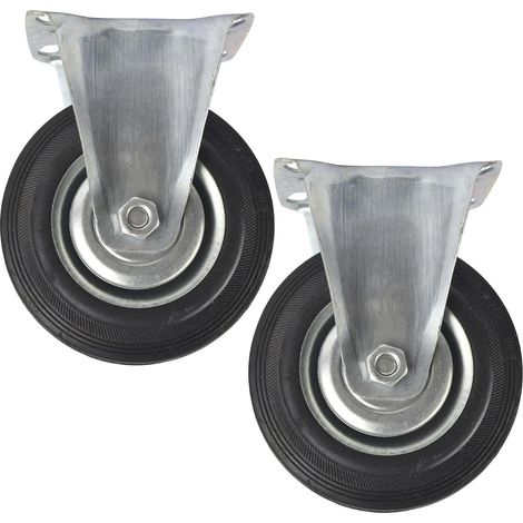 5" (125mm) Roulette fixe caoutchouc chariot roues de Roulette de meuble (2) Pack CST06