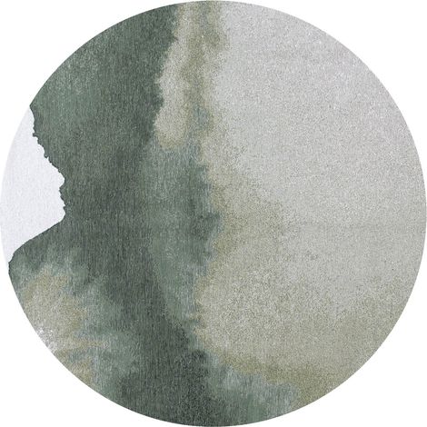 Tapis de salon Lagoon Meditation Collection 240x240 cm - Palm Green - Design Inspiré des Taches díEncre, Teintes Vives et Naturelles …voquant la Nature Luxuriante