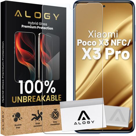Vetro ibrido infrangibile per Xiaomi Poco X3 NFC / X3 Pro per lo schermo ibrido Alogy Flexi Glass 9H Compatibile con le custodie piatto per lo schermo (1/5)