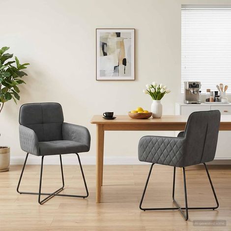 vidaXL Sillas de comedor 2 uds. Terciopelo Gris oscuro (1/5)