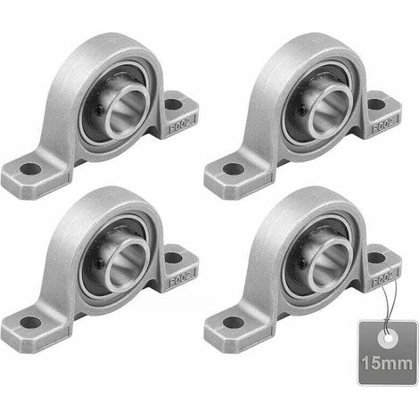 Satz mit 4 Stehlagern, 15-mm-Stehlagersatz, Stehlager, Wellenlager aus Zinklegierung, Flanschlager für Achswellenmaschinen, Druck (1/5)