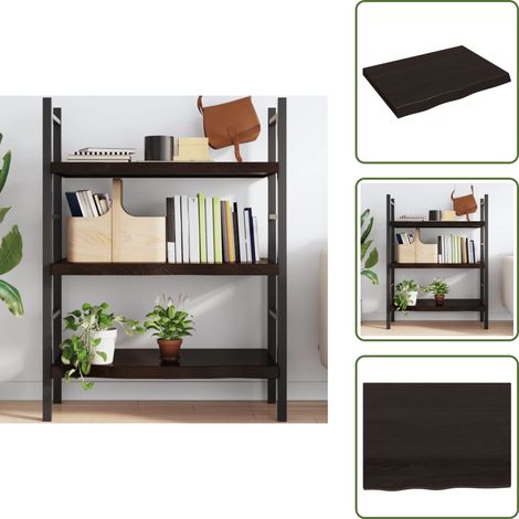 Wandregal Dunkelbraun 80x60x(2-6) cm Massivholz Eiche Behandelt - Wandregal - Eichendielen - Holzmöbel - Rustikal - Wohnraum Dekoration (1/5)