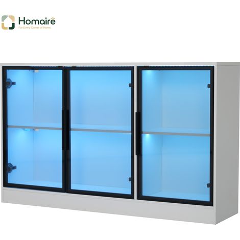 Buffet aluminium blanc en tissu 120 x 30 x 73 cm HOMAIRE (1/5)
