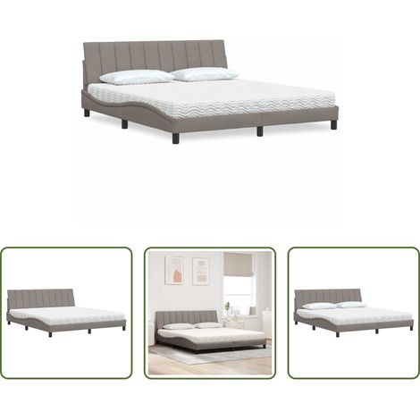 vidaXL Matelas en mousse - Lit avec matelas Hanko taupe 180x200 cm tissu (1/5)