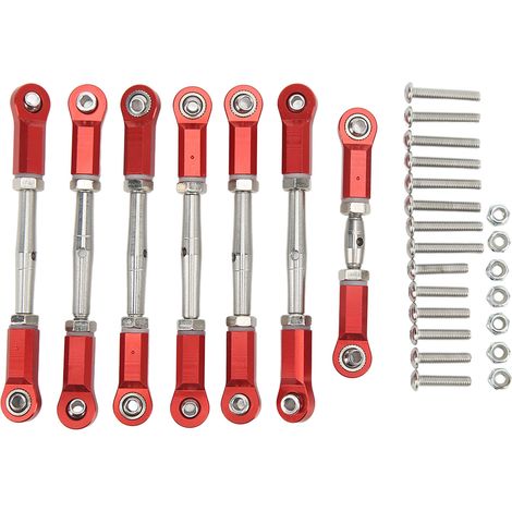 Jeu de 7 tiges de direction en alliage d'aluminium durable pour RC Traxxas 1/10 - Rouge (1/5)