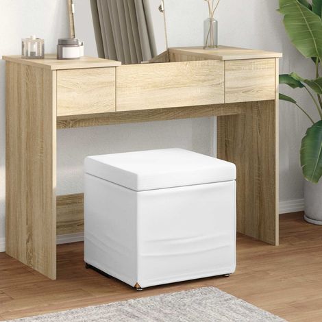 vidaXL Pouf Bianco Pelle Sintetica e Legno Ingegnerizzato