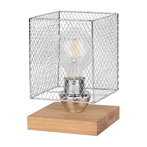 Lampe de Bureau Wood Box - Bureau, Bureau, Table de Chevet - Bois, Gris, Métal, Bois 21 X 13,5 X 13,5 (1/5)