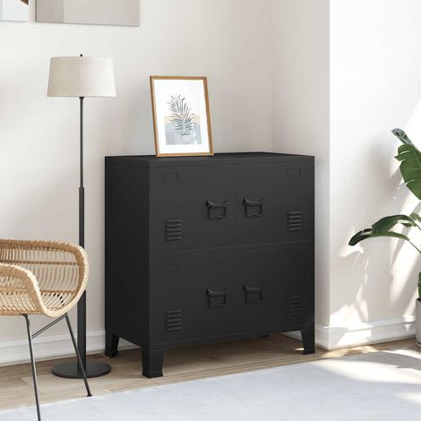Armoire de rangement industrielle, noire, 75 x 40 x 80 cm, acier