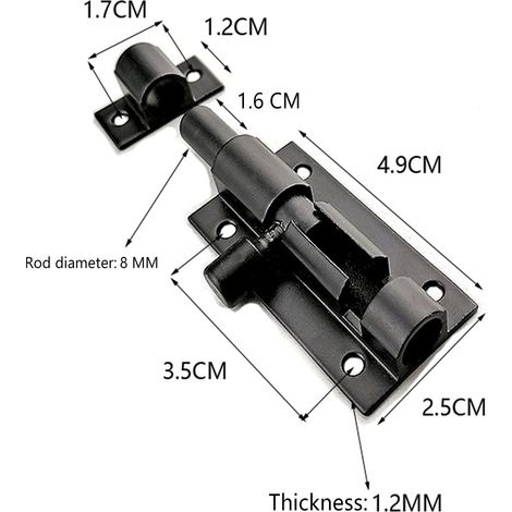 Lot de 4 - Acier Inoxydable Loquet De Porte Coulissant - Loquet Verrou De Porte Coulissant Pour Salle De Bain - Alliage d'Aluminium - Avec Vis (1/5)