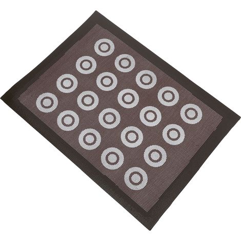 Tapis de cuisson rond creux noir en fibre de verre résistant à la chaleur, antiadhésif et réutilisable, idéal pour le pain. (1/5)