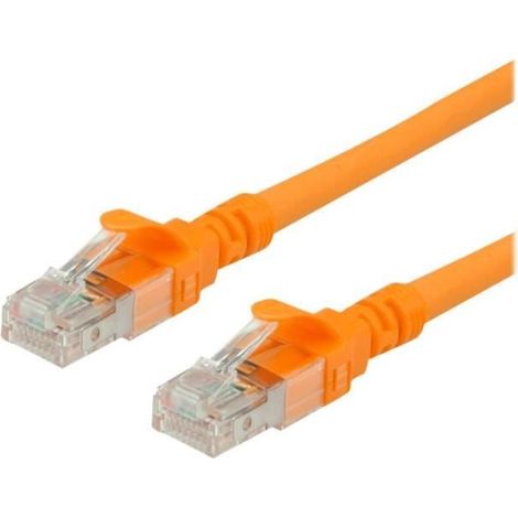 Roline Cordon de raccordement RJ-45 (M) pour RJ-45 (M) 30 cm UTP CAT 6 sans halogène, moulé, bloqué orange