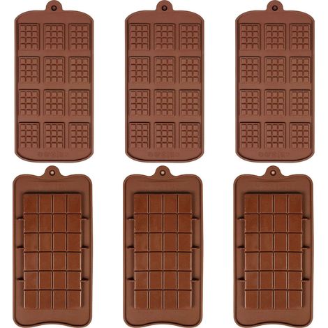 Moules à chocolat en silicone, lot de 2, revêtement antiadhésif, pour mini-barres chocolatées, deux couleurs différentes, marron, utilisables également comme bacs à glaçons, pour confiseries, chocolat