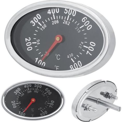 Thermomètre À Barbecue - Acier Inoxydable 304 - Plage De Température 38 À 430 °C - Pour Gril Fosse Et Fumoir - 1 Pièce (1/4)