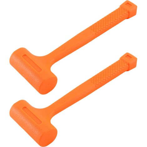 Lot de 2 marteaux en caoutchouc PVC - 0,5 kg - Orange - Marteau d'installation sans retour - Pour carrelage de sol - Outil d'installation (1/5)
