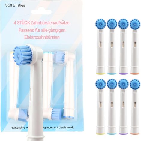 8 Brossettes de Rechange Electrique Poils Ultra-fins, Nettoyage Doux des Dents et Des Gencives, Lot de 8 Remplacement pour Brosse à Dents Electrique (1/5)