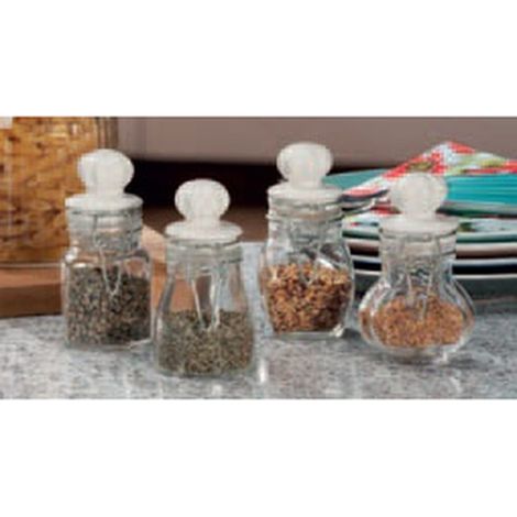 Barattolo da cucina in vetro porta spezie con tappo in ceramica 11 cm (1/3)
