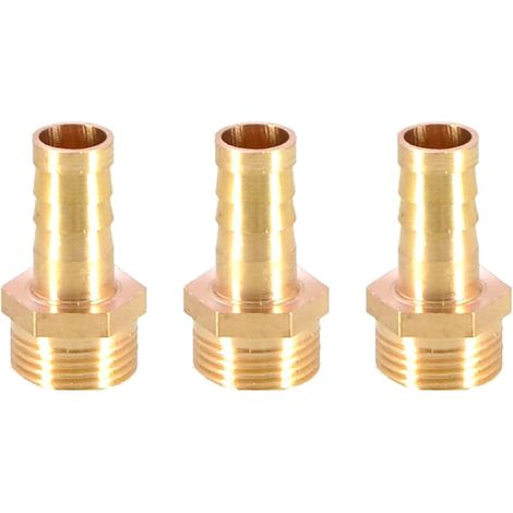 Lot de 3 raccords de tuyau cannelés en laiton 10 mm vers 3/8&34 mâle BSP fileté adaptateur de tuyau