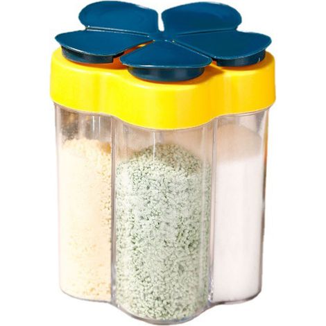 5 In 1 Travel Spice Containers Airtight Travel Seasoning Condiment Containers Portable Camping Seasoning Box for Barbecue Picnic Blue (1/5)