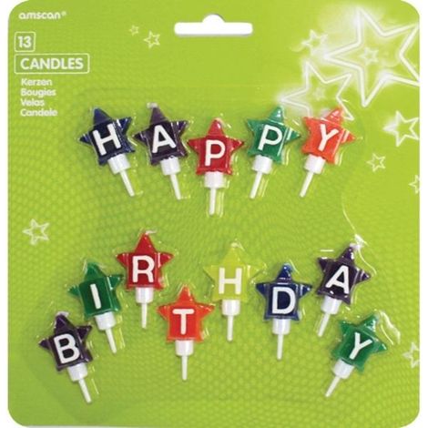 Juego de velas coloridas con la inscripción "Feliz cumpleaños"