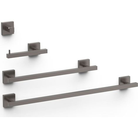 Ensemble de 2 Porte-serviettes, 1 Dérouleur WC, 1 Patère Porte-serviettes Graphite - TRES 09598101GR