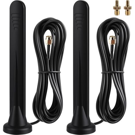 Antennes WiFi 5G/4G, lot de 2, amplificateur de signal omnidirectionnel 15 dBi, étanche, avec base magnétique TS-9 SMA, convient aux routeurs mobiles LTE, modems, caméras extérieures, antennes 3G/4G/5 (1/5)