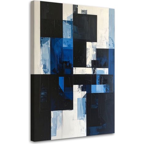 Stampe su Tela, Astrattismo texture forme nero e blu, 30x45 (1/5)