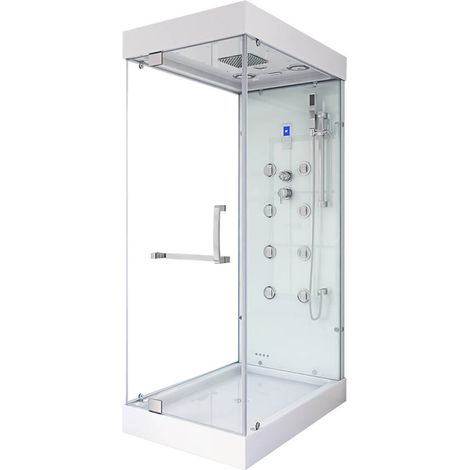 Home Deluxe – Cabine de douche vapeur 80x120x220 cm – 8 hydrojets – Fonction sauna vapeur – Verre de sécurité – Montage facile