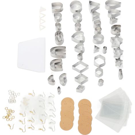Ensemble de 141 moules à découper l'argile, emporte-pièces multifonctionnels en acier inoxydable pour la fabrication de boucles d'oreilles, de porte-clés et la pâtisserie.