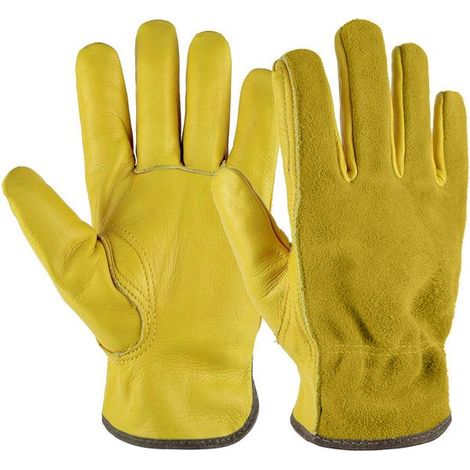 Guantes de jardinería para hombre y mujer，Guantes de seguridad de cuero resistentes y a prueba de pinchazos，flexibles y cómodos (1/5)