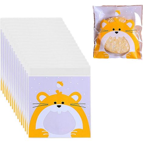 Lot de 100 sachets de Noël en cellophane, transparents et refermables, avec fermeture adhésive. (1/4)