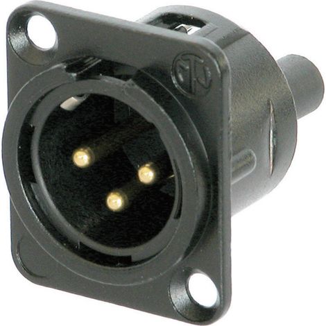Neutrik NC3MD-S-B-1 XLR-Steckverbinder Flanschstecker, Kontakte gerade Polzahl: 3 Schwarz 1 St.