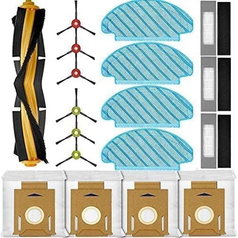 Kit de 18 pièces de rechange compatible avec Ecovacs Deebot Ozmo T8 T8+ T8 AIVI T8MAX,N8+ N8 pro N8 pro+,T9+,1 brosse principale, 6 brosses latérales, 3 filtres, 4 serpillières, 4 sacs à poussière (1/4)